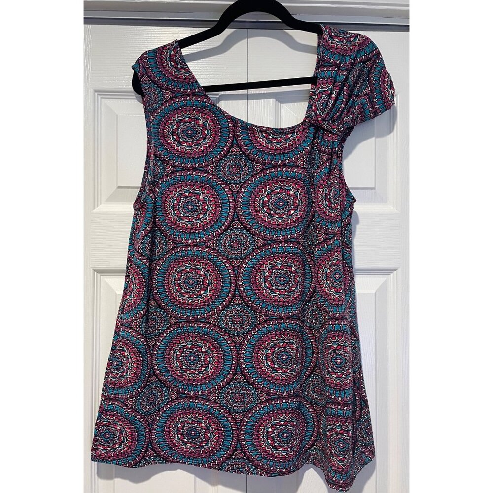 Vtg Rafaella Womens Geometric Asymmetrical Top Size XL Y2K Indie Granola Artsy